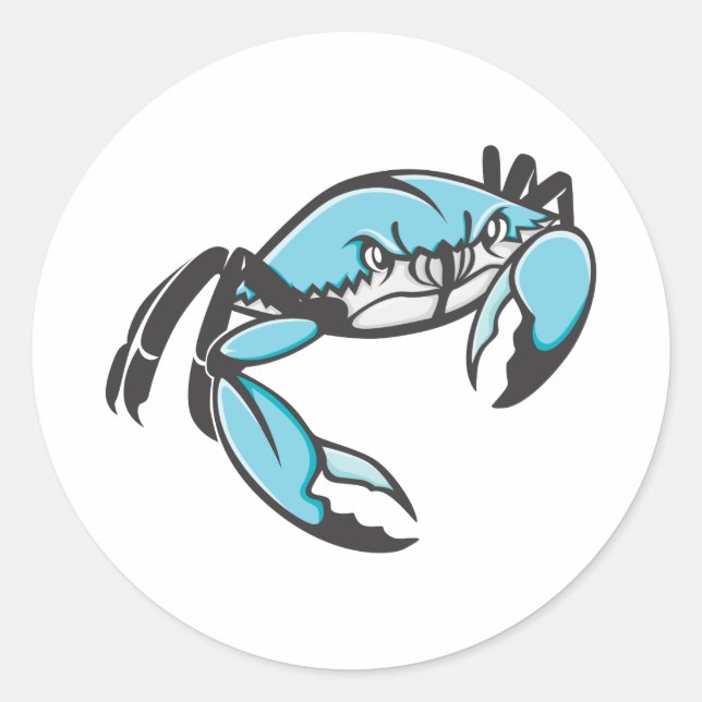 Sticker Rond Crabe bleu grave en noir et blanc (Devant)