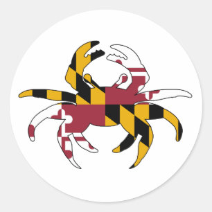 Sticker Rond Crabe de drapeau du Maryland