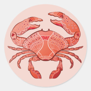 Sticker Rond Crabe de style