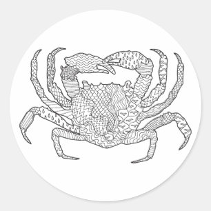 Sticker Rond Crabe de Zendoodle