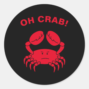 Sticker Rond Crabe Drôle Vie Marine Animaux Marins Crabe Pun Dr