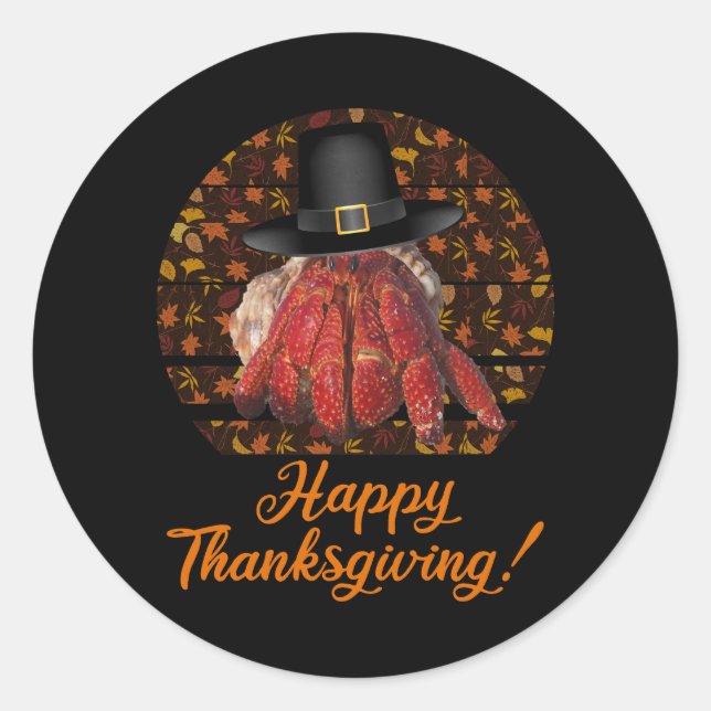 Sticker Rond Crabe ermite de Thanksgiving (Devant)