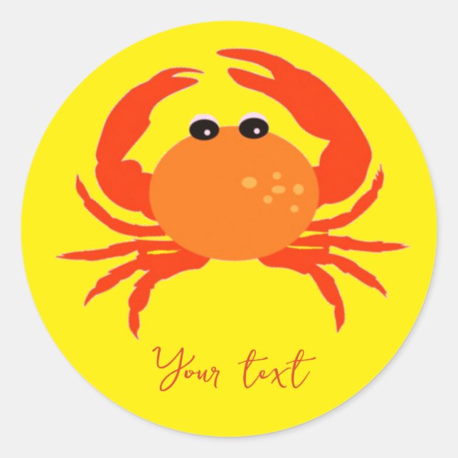 Sticker Rond Crabe frais gras simple propre personnalisé (Devant)