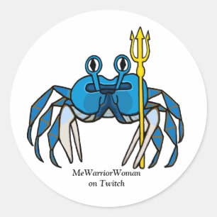 Sticker Rond Crabe guerrier bleu, MeWarriorWoman sur Twitch