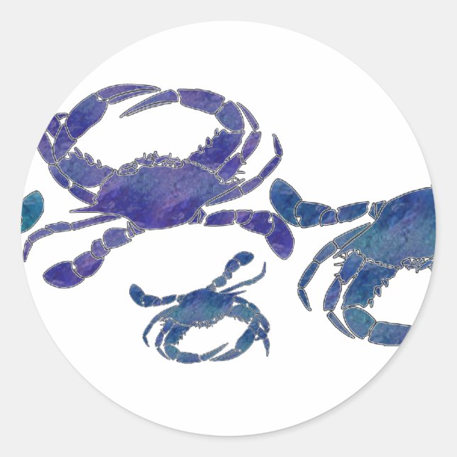 Sticker Rond Crabes bleus de Chesapeake (Devant)