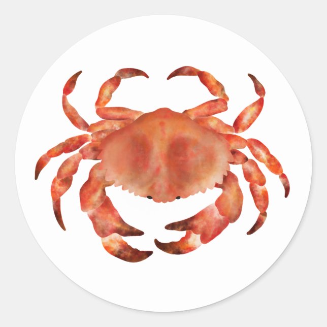 Sticker Rond Crabs Seaside Coastal Nautical (Devant)