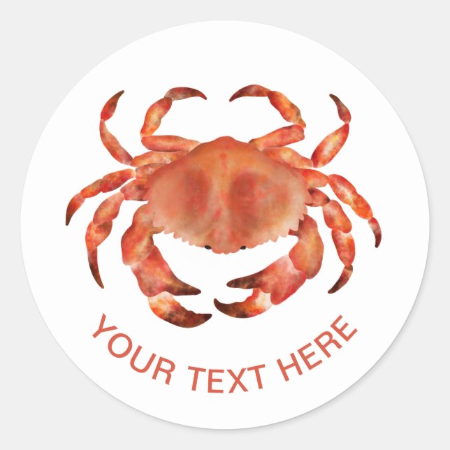 Sticker Rond Crabs Seaside Coastal Nautical (Devant)
