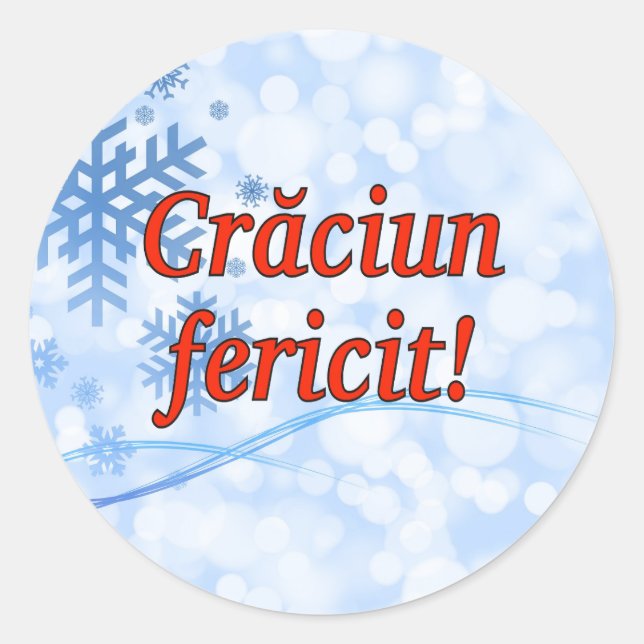 Sticker Rond Crăciun fericit ! Joyeux Noël en roumain rf (Devant)