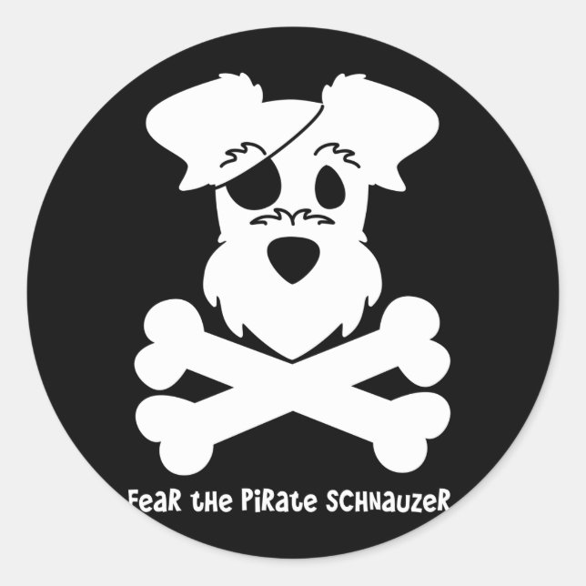 Sticker Rond Craignez le pirate Schnauzer (Devant)