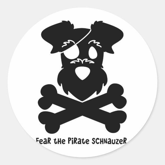 Sticker Rond Craignez le pirate Schnauzer (Devant)