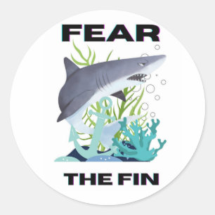 Sticker Rond craignez le requin commun