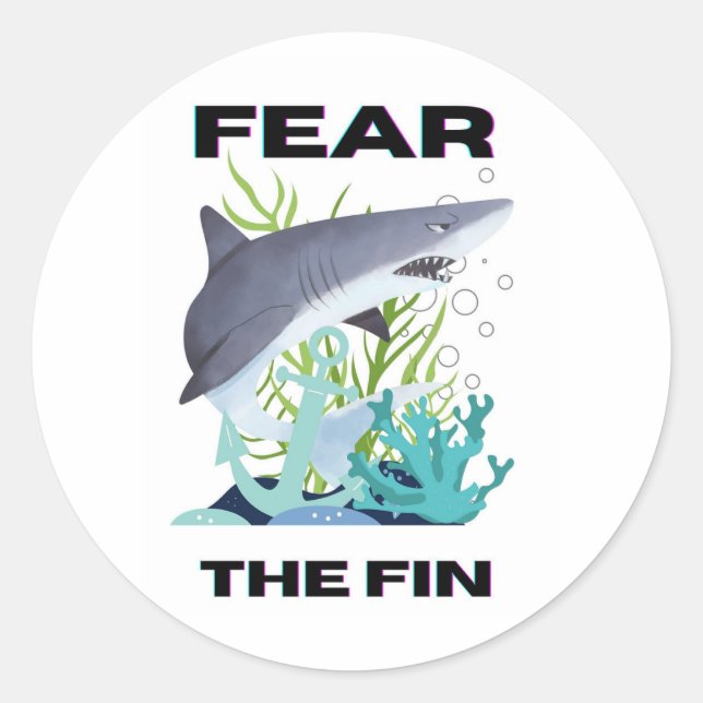 Sticker Rond craignez le requin commun (Devant)