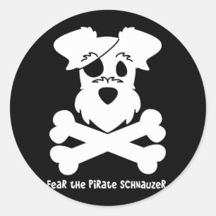 Sticker Rond Craignez le Schnauzer de pirate