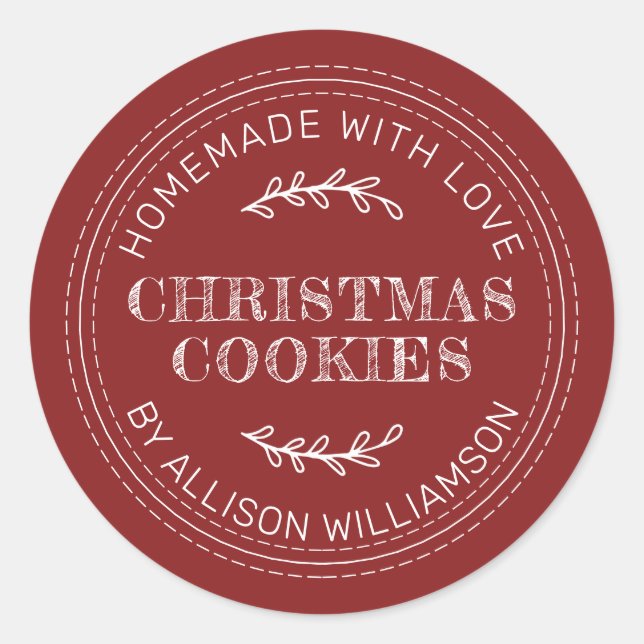 Sticker Rond Cranberry Red Christmas Cookie Label (Devant)