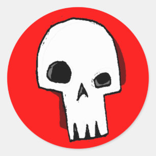 Sticker Rond Crâne 16-Rouge