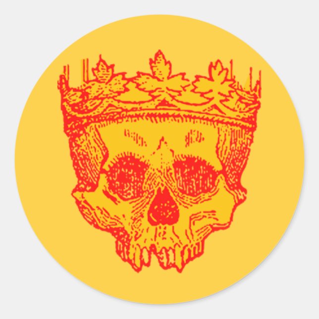 Sticker Rond Crâne à couronne vintage (Devant)
