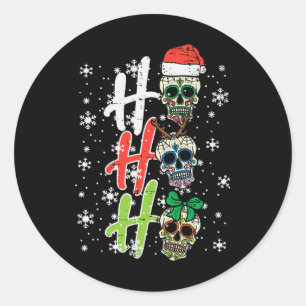Sticker Rond Crâne à sucre de Noël Ho Ho Ho Noël Hommes mexicai