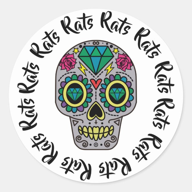 Sticker Rond Crâne à sucre Rats (Devant)