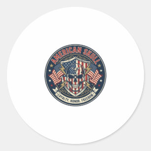 Sticker Rond Crâne Américain Patriotique Crâne Patriotique Toug