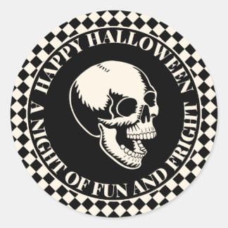 Sticker Rond Crâne amusant et effrayant Joyeux Halloween