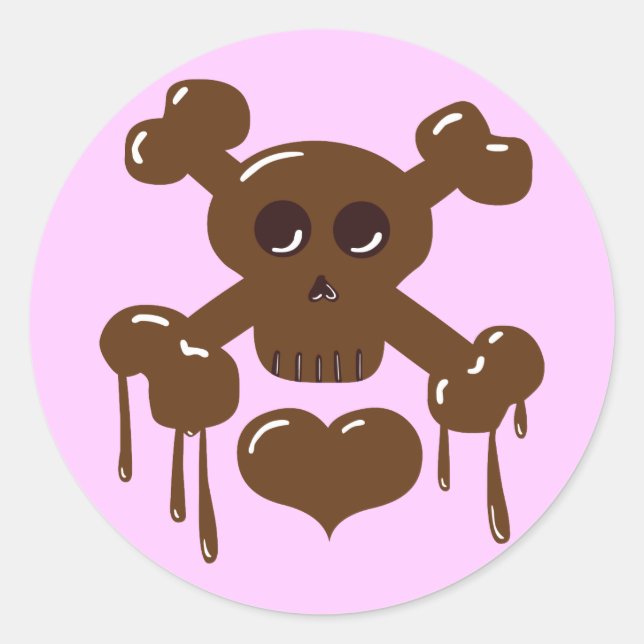 Sticker Rond Crâne au chocolat et os croisés (Devant)