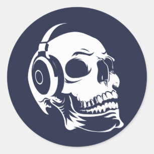 Sticker Rond Crâne avec casque