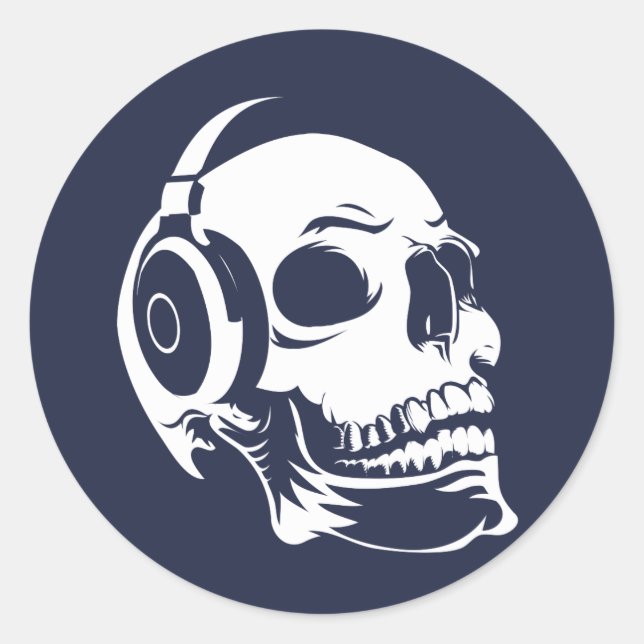 Sticker Rond Crâne avec casque (Devant)