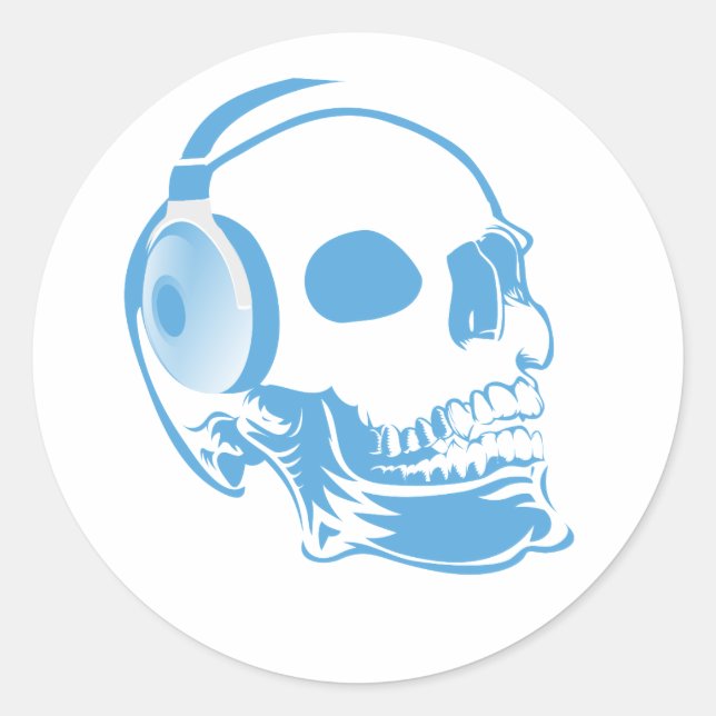 Sticker Rond Crâne avec casque (Devant)