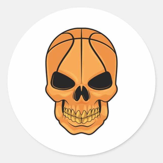 Sticker Rond Crâne avec tête de basket (Devant)