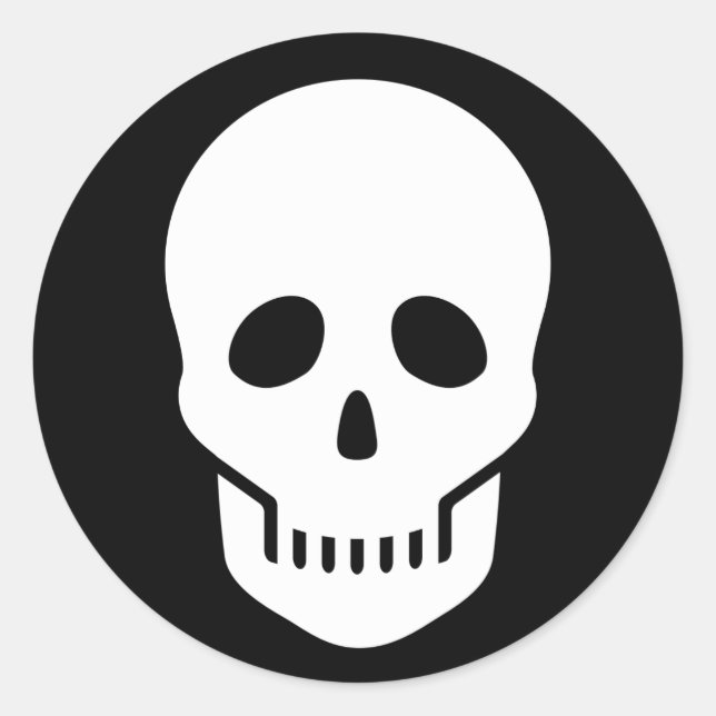 Sticker Rond ☠ crâne blanc (Devant)