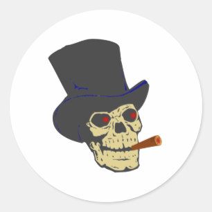 Sticker Rond Crâne Cigare skull cigar