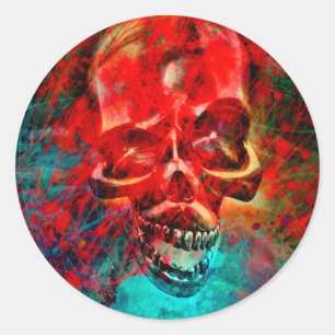 Sticker Rond Crâne coloré