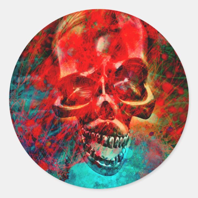 Sticker Rond Crâne coloré (Devant)
