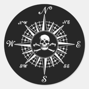 Sticker Rond Crâne Compass