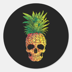 Sticker Rond Crâne d'ananas T Chemise Aloha Plages Hawaiian Haw