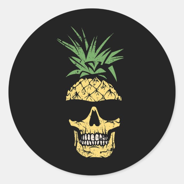 Sticker Rond Crâne d'ananas tactique dans les lunettes de solei (Devant)