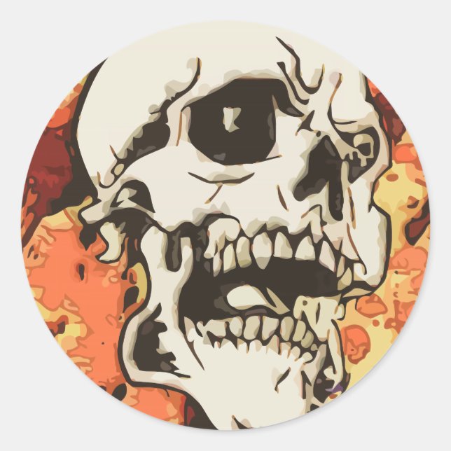 Sticker Rond Crâne dans jaune (Devant)