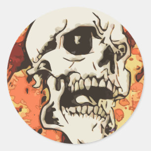 Sticker Rond Crâne dans jaune