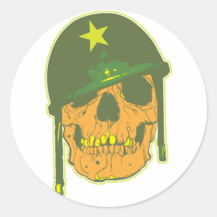 Sticker Rond Crâne d'armée