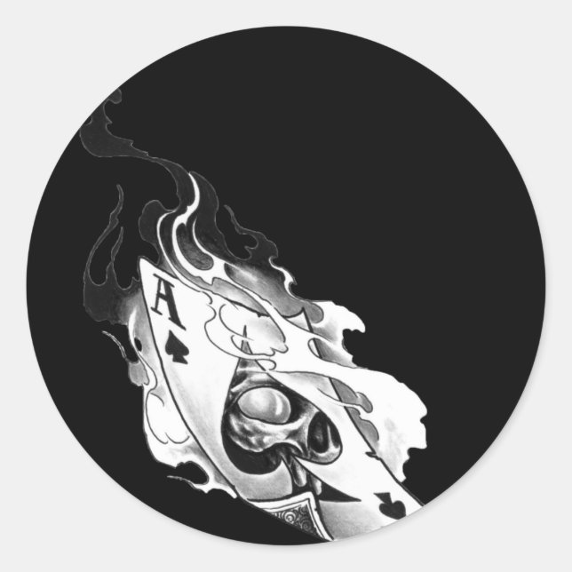 Sticker Rond Crâne d'as flamboyant (Devant)