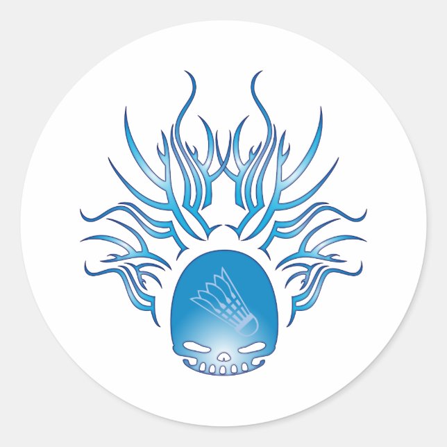 Sticker Rond Crâne de Badminton (Devant)