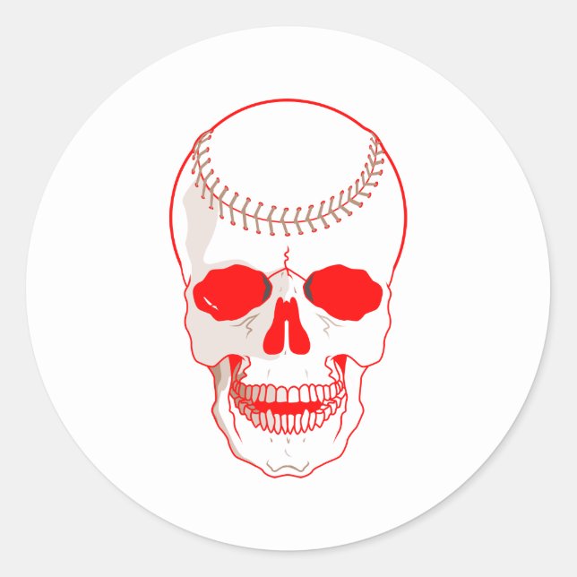 Sticker Rond Crâne de base-ball (Devant)