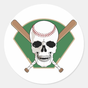 Sticker Rond Crâne de baseball