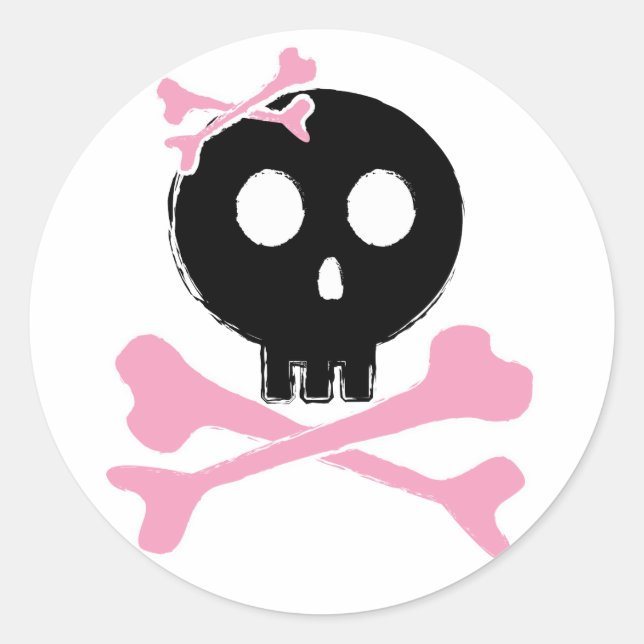 Sticker Rond Crâne de bonbon croqué en noir (Devant)