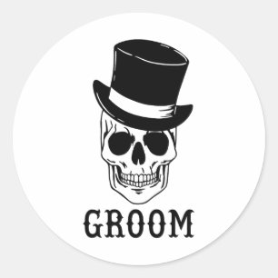 Sticker Rond Crâne de chambre avec mariée Casquette Halloween M