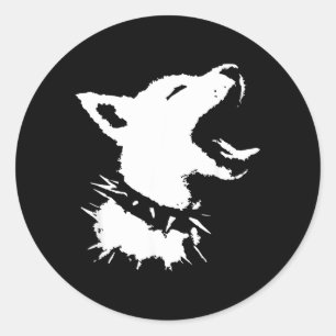 Sticker Rond Crâne de Chien Punk Y2k Mignon Épouvantable Chiots