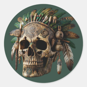 Sticker Rond Crâne de clan tribal