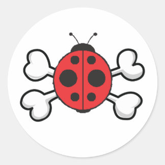 Sticker Rond crâne de coccinelle et os croisés