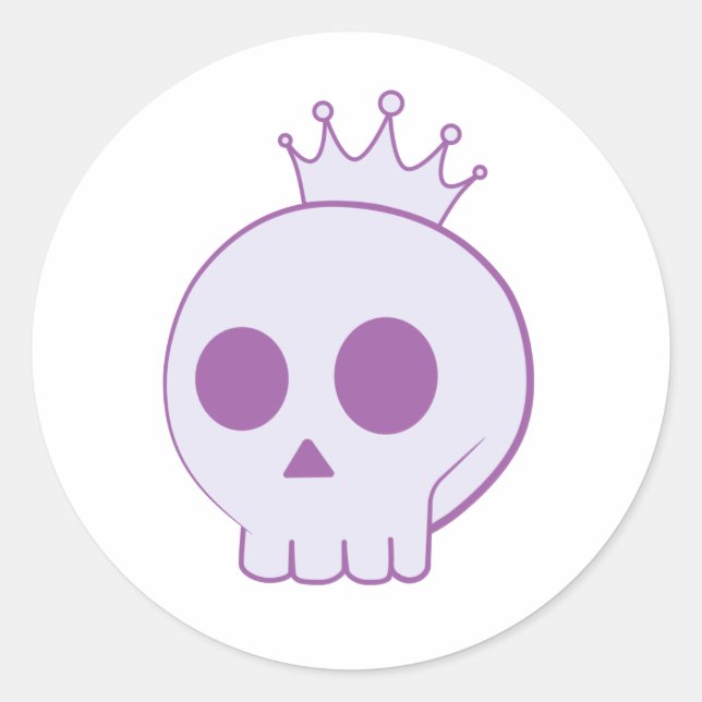 Sticker Rond crâne de dessin animé avec couronne (Devant)