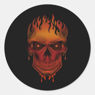 Sticker Rond Crâne de flamme